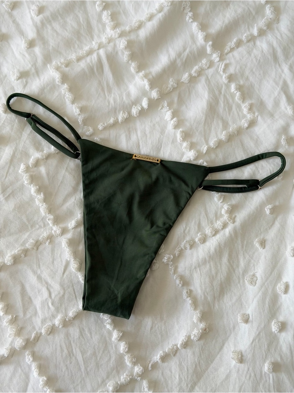 San Lorenzo L'Amour Moss Green Adjustable Thin Brief Bikini Bottom